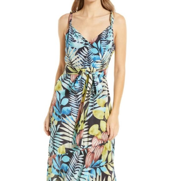 SAM EDELMAN Printed Twist-Strap Maxi Dress Black Multi Size 6 - Picture 1 of 7